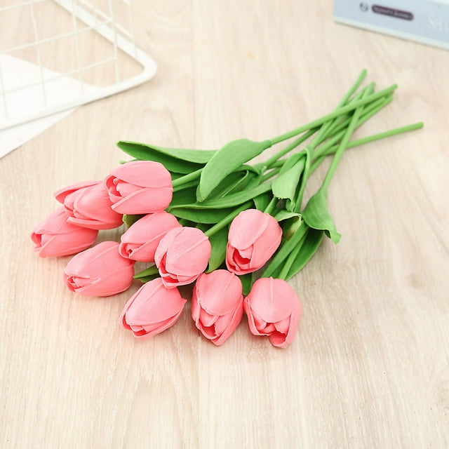 Flores artificiales, flores artificiales, mini tulipanes artificiales de PU, tallos de tulipán de imitación, tecnología de vanguardia