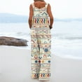 thumbnail image 4 of Dyegold Jumpsuits for Women Casual, Stretchy Jumpsuits for Women Ethnic Feather Print Summer Loose Casual Bib Long Pants Sleeveless ​Square Neck ​Rompers, 4 of 6