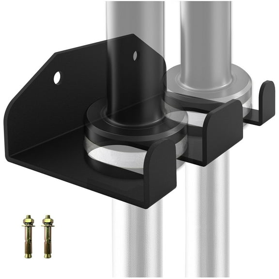VANROUG Garage Gym Bar Wall Rack, Olympic Barbell Hanger, Vertical Barbell Mount Rack, Double Barbell Holder Wall Mount, Space Saving Commercial or Home Gym Accessory, Holds 33mm Bar (2 hook black)
