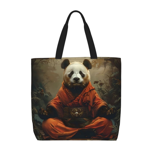 Easygdp Jungle Meditating Panda Bolsa Tote para Mujer, Bolso de Hombro para Trabajo, Playa, Viajes, Compras y Supermercado