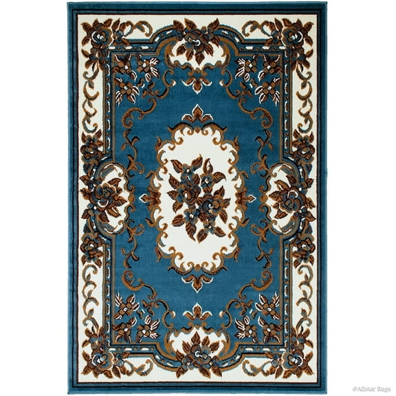 Allstar Rugs Allstar Woven Persian Flower Western Rug Sky Blue 5' 2"x7' 0" 5' x 8'