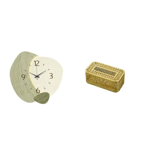 Reloj de pared,Reloj de pared silencioso,reloj de pared nórdico,decoración para el hogar,Relojes decorativos para pared,oficina,aula y hogar,caja de pañuelos,Dispensador de pañuelos