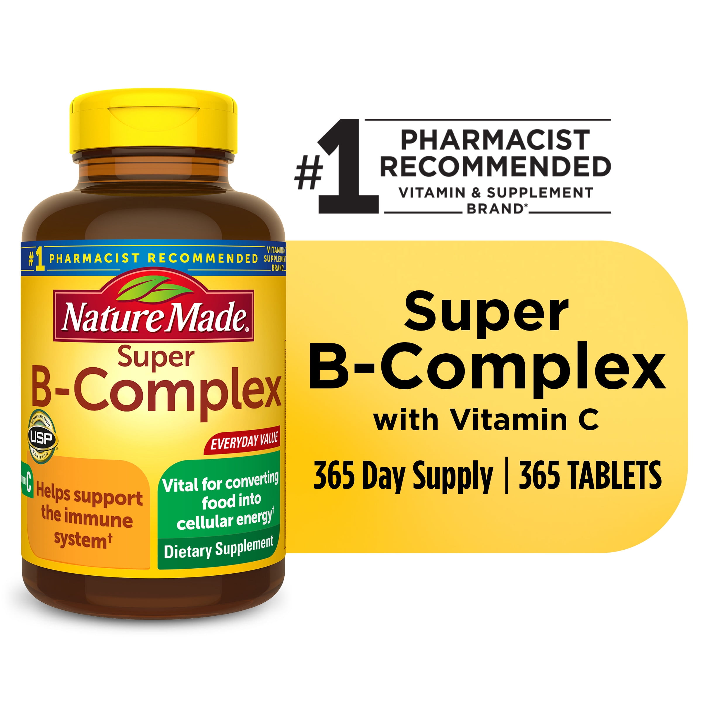 Tektonisch Misbruik roman Nature Made Super B Complex with Vitamin C and Folic Acid Tablets, Dietary  Supplement, 365 Count - Walmart.com