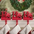 thumbnail image 5 of UNIQOOO Red HOHOHO Christmas Stocking Holder Set of 3, Max 2Lbs, Heavy Duty, Padded Grip Bottom, HoHoHo Christmas Mantel Hooks Fireplace Garlands Wreath Decoration Hanger, w/ Bells Candy Cane Ribbons, 5 of 9