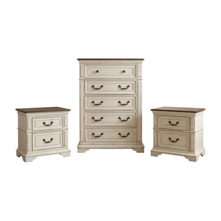 New Classic Furniture Anastasia 3-Pc Wood Bedroom Set with Chest in Ant. White
