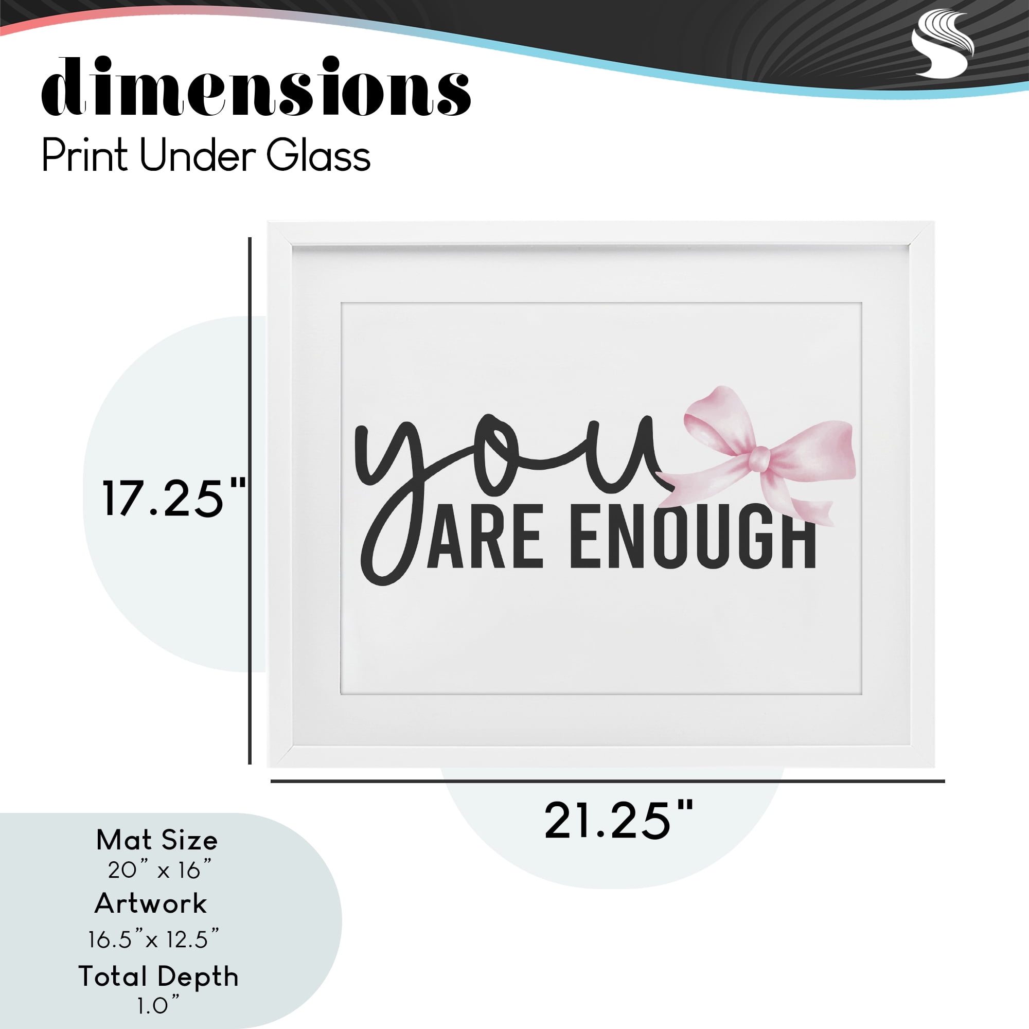 Stupell Industries You Are Enough with Ribbon White Framed Print Under Glass, design by Kim Allen