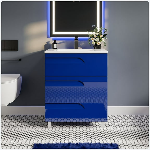 Eviva Joyous 32 Inch Blue Freestanding Bathroom Vanity