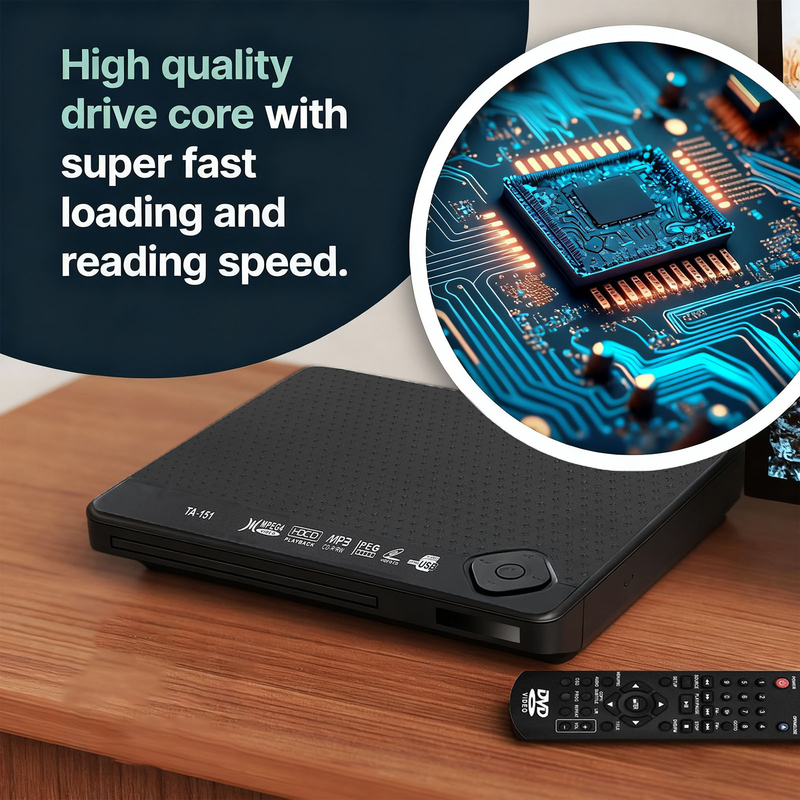 DVD Players for TV, DVD Players with AV/Coaxial Output &USB Input That Play All Regions, Simple DVD Player for Elderly, CD Player for Home Stereo System, Support Multi Format