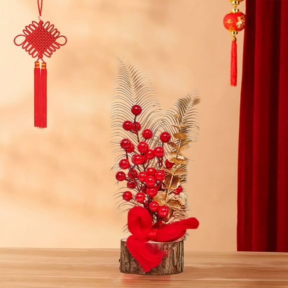 Chinese New Year Artificial Branches Tree Red Berries Picks Ornament Table Flower Basket Centerpiece For Spring Festival Wedding Home Decor