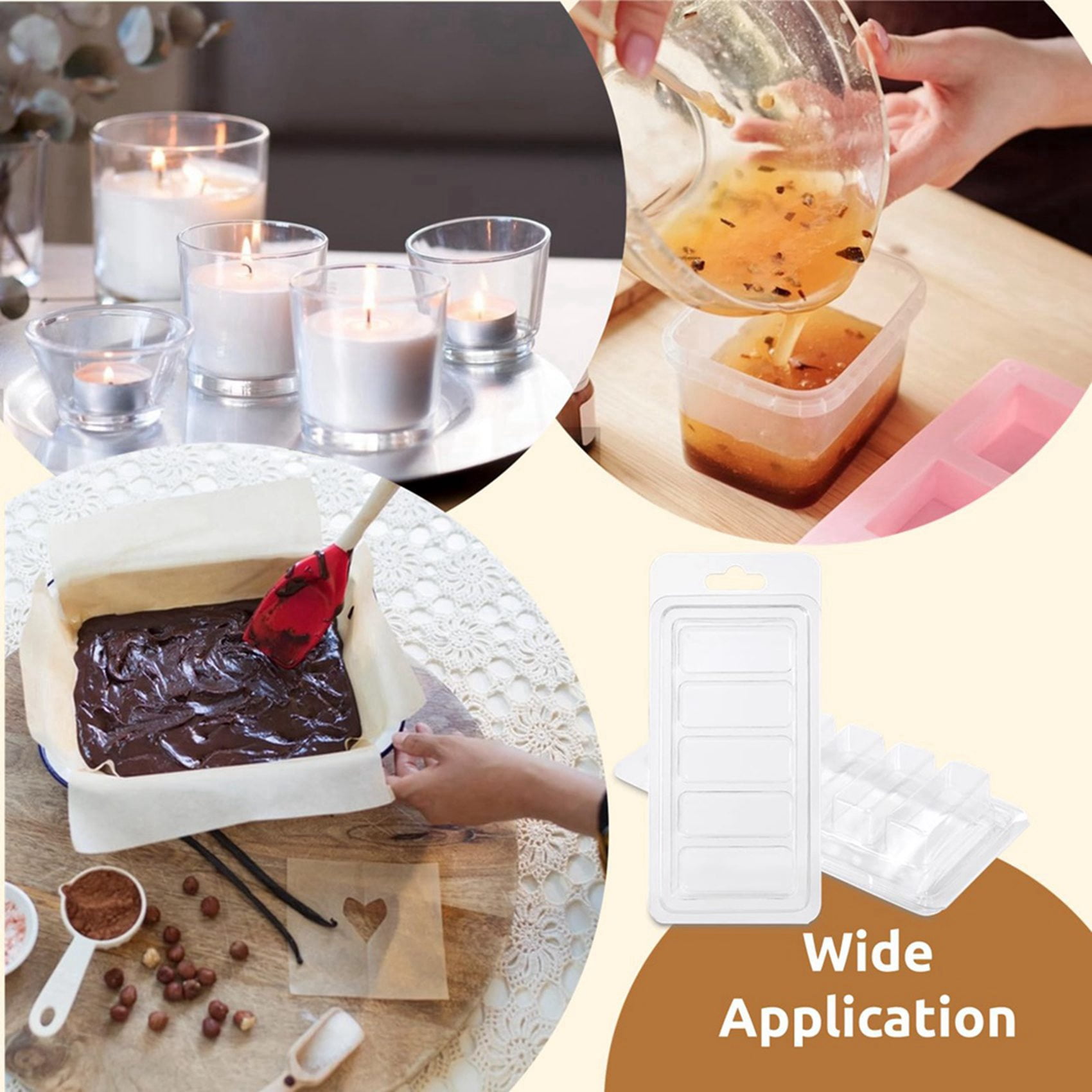 100 Pcs Wax Melt Containers, 5-Cavity Wax Melt Clamshell Molds,Clear Empty Plastic Wax Melt Mold for DIY Candles Making