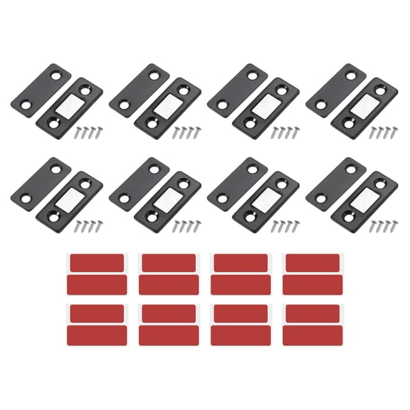 Uxcell 8Pcs Cabinet Magnet Latch, Adhesive Drawer Latch Magnetic Cabinet Catch Sliding Door Closure for Cabinet Kitchen Closet Doors, Black