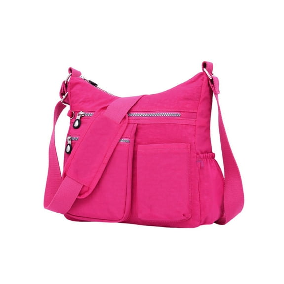 Fnyoxu Water-Resistant Nylon Crossbody Bag for Women/Men - Lightweight Multi-Compartment Shoulder Bag with Adjustable Strap, 5 Zippered Pockets for Travel, Hiking, Running