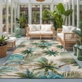 thumbnail image 2 of Area Rugs 4'x6'. Tropical Plant Carpet Runner Indoor Outdoor Rugs Home Decor Aesthetic, Summer Watercolor Boho Palm Tree on Linen Non Slip Mats Washable Accent Rug for Living Room Bedroom, 2 of 8