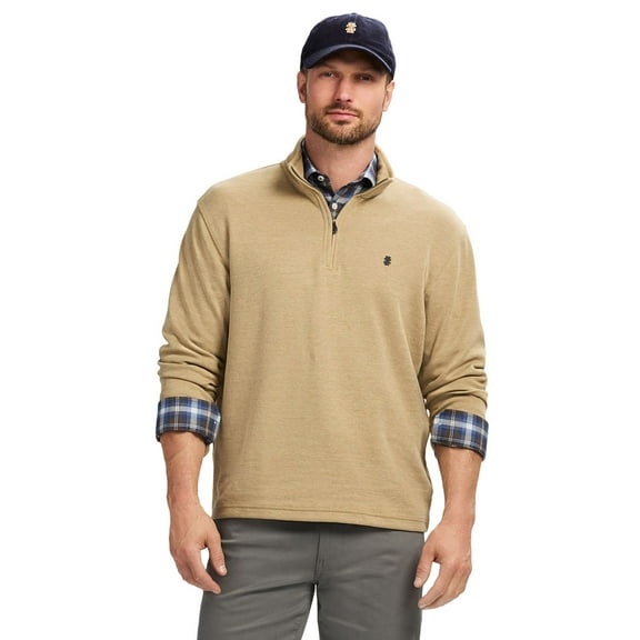 Men's IZOD 1/4-Zip Long Sleeve Sweatshirt Color: Camel Heather Size: XL