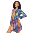thumbnail image 3 of FORMRS Womens Long Sleeve Nightgowns Crew Neck Sleep Shirt Soft Pajamas Sizes S-3XL, Colorful Leaves, 3 of 8