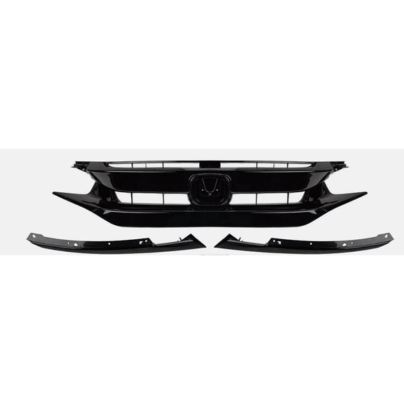 Fits 2019-2021 Honda Civic Sedan Coupe Full Glossy Upper Mesh Grille W/Molding
