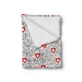 thumbnail image 2 of Valentines Soft Flannel Fleece Throw Blanket, Romantic Abstract Pattern with Hearts Birds and Swirled Lines, Cozy Plush for Indoor and Outdoor Use, 70" x 90", Vermilion and Black, by Ambesonne, 2 of 5