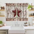 thumbnail image 2 of Red Texas Star Vintage Kitchen Curtains Window Panels, Farmhouse Berry Grey Wooden Insulated Window Treatment Curtain, Grommet Curtains for Bedroom/Living Room/Bathroom, 2 Piece 52"Wx72"L, 2 of 8