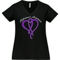 thumbnail image 3 of Inktastic Alzheimer's Awareness Purple Ribbon Heart Women's Plus Size V-Neck T-Shirt, 3 of 5