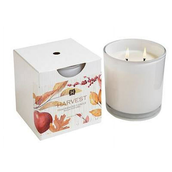 HARVEST Hillhouse Naturals 12 oz White Glass 2-Wick Scented Jar Candle