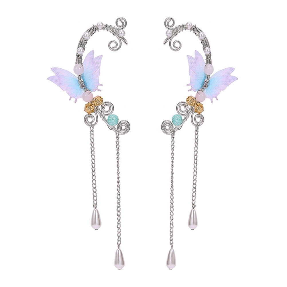 HOMEMAXS 1 Pair Women Elf Ear Cuffs Fairy Earrings Girls Butterflies ...