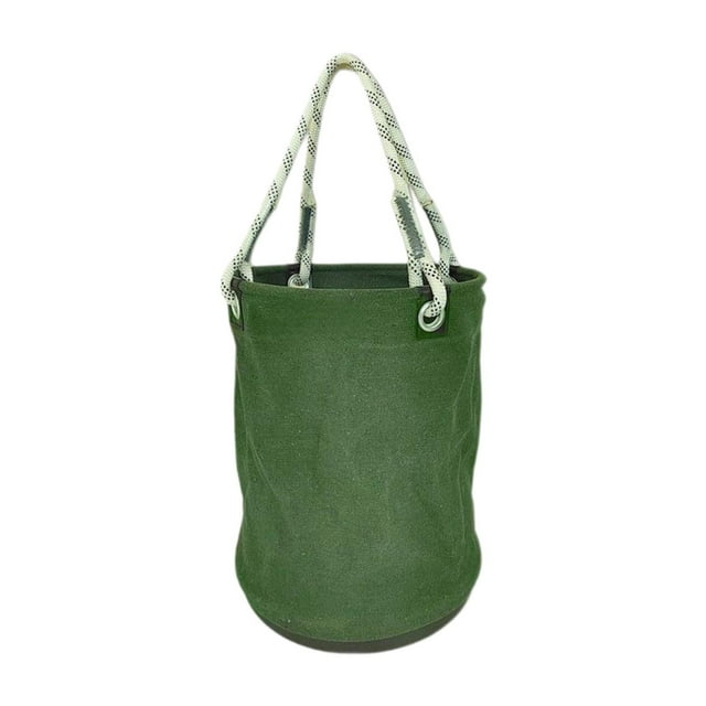 Almencla Canvas Bucket with PP Base Foldable Insulated Design Canvas Bucket Bag Green