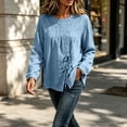 thumbnail image 4 of Klisyaur Womens Crew Neck Shirts Side Button Up Long Sleeve Tunic Tops Casual Loose Comfy Fall Winter Blouses, 4 of 8