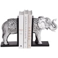thumbnail image 4 of Dahlia Studios Hand Painted Silver Elephant Book-Ends 9 1/4" High, 4 of 7