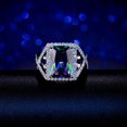 thumbnail image 3 of Womens Geometric Zircon Ring Electroplated Platinum Finish Hypoallergenic Jewelry For Her Gift Chic Shine Finish, 3 of 5