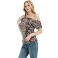 thumbnail image 3 of Womens Short Sleeve One Shoulder Sparkly Glitter Sequin Top Shirt, 3 of 5