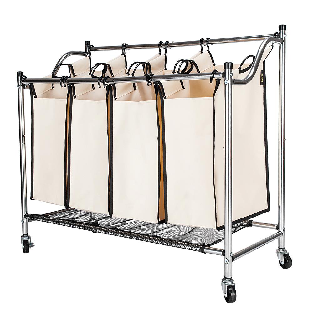 Zimtown 4Section Heavy Duty Laundry Hamper Sorter, Superior Steel