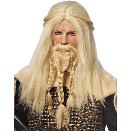 Mens Long Blonde Viking Warrior Mens Scottish Wig Beard Costume