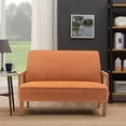 thumbnail image 3 of Andeworld Small Loveseat,2-seat Mini Sofa Couch with Rattan Armrests for Living Room,Bedroom(Orange), 3 of 6