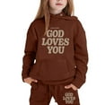 thumbnail image 2 of Big Outfits for Girls Sets Winter Hoodie Joggers Comfy Casual Kids Print Fall Girls Clothes Brown Size 8-9T, 2 of 3