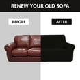 thumbnail image 5 of Golden Linens 2 pcs SlipCover Set for Sofa & Loveseat Stretch ((4 Way)) to Fit /Slipcovers Set, Furniture Protector Cover Set, Wrinkle Free# Yafa Black, 5 of 7
