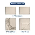 thumbnail image 2 of Soft Lightweight 400TC 100% Cotton Sateen Bed Sheet Set – 4-Piece Full – Ivory, 2 of 8