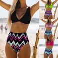 thumbnail image 6 of Guiexla 2 Pcs/Set Swimwear Set Sexy Wave Print Adjustable Comfortable Summer Bathing Suit for Beach, 6 of 8