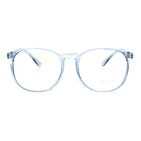 Womens Translucent Color Frame Plastic School Girl Eyeglasses Blue