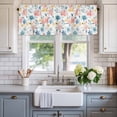 thumbnail image 2 of Watercolor Flower Valances for Windows Retro Blue Pink Floral Garden Rod Pocket Curtain Valance Window Treatment Short Curtains for Kitchen Living Room, 54"x18", 2 of 9