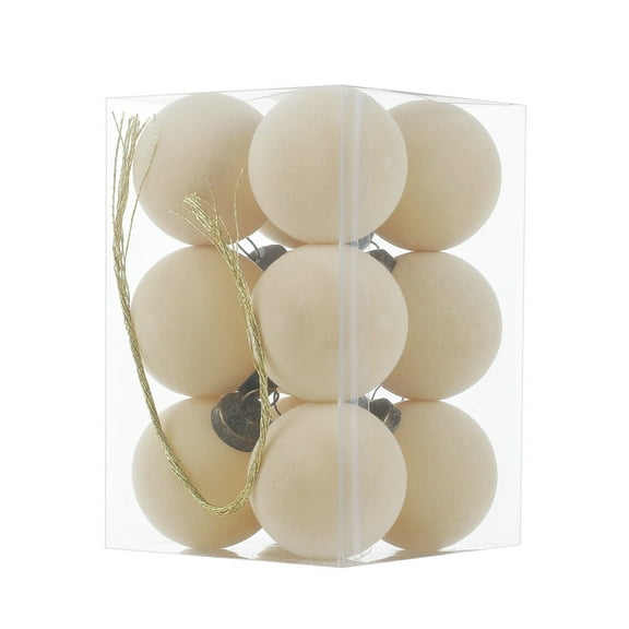 Mecorevxz 12 Pcs Velvet Christmas Balls Flocked Christmas Tree Hanging Ornaments Shatterproof Plastic Hanging Balls Decorations for Xmas Tree Party Home Holiday Decor (White, 4cm)