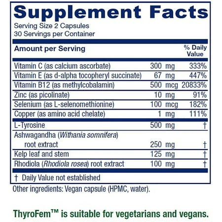 Vitanica ThyroFem, Thyroid Gland Support, Vegan, 60 Capsules