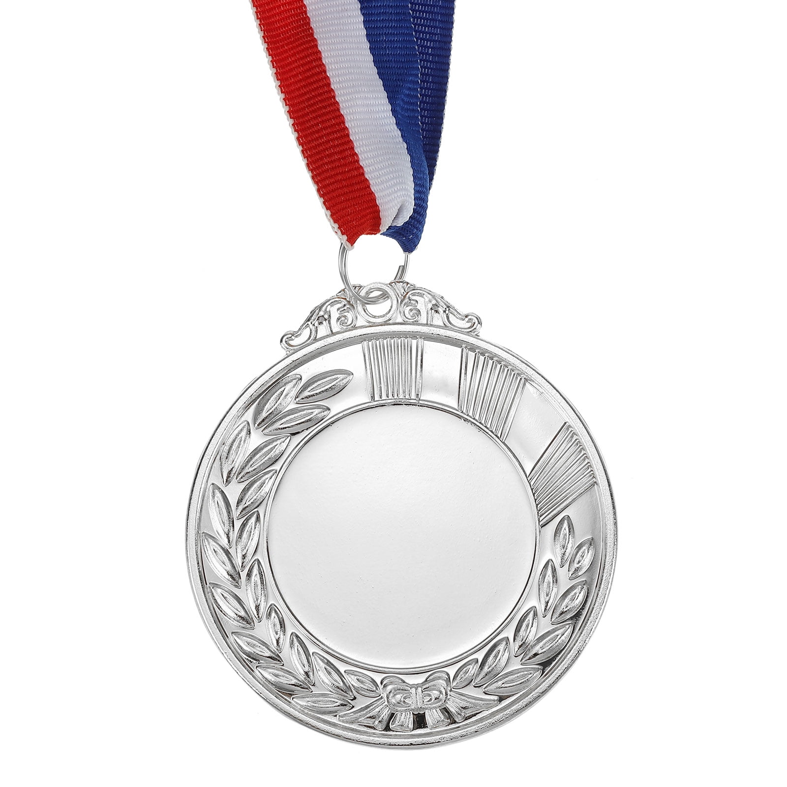 Uxcell Blank Award Medals, 10 Pack Silver Award Medal with Neck Ribbon, Make Your Medals Kit