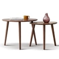 thumbnail image 6 of Pebble Shaped Coffee Table, Center Table Low Table Plate Desk with 100% Solid Oak Wood Top, Pebble Shaped Natural Wooden Desk Work Table for Hallway Closet, 22.83''L*15.75''W*33.46''H, Walnut, 6 of 7