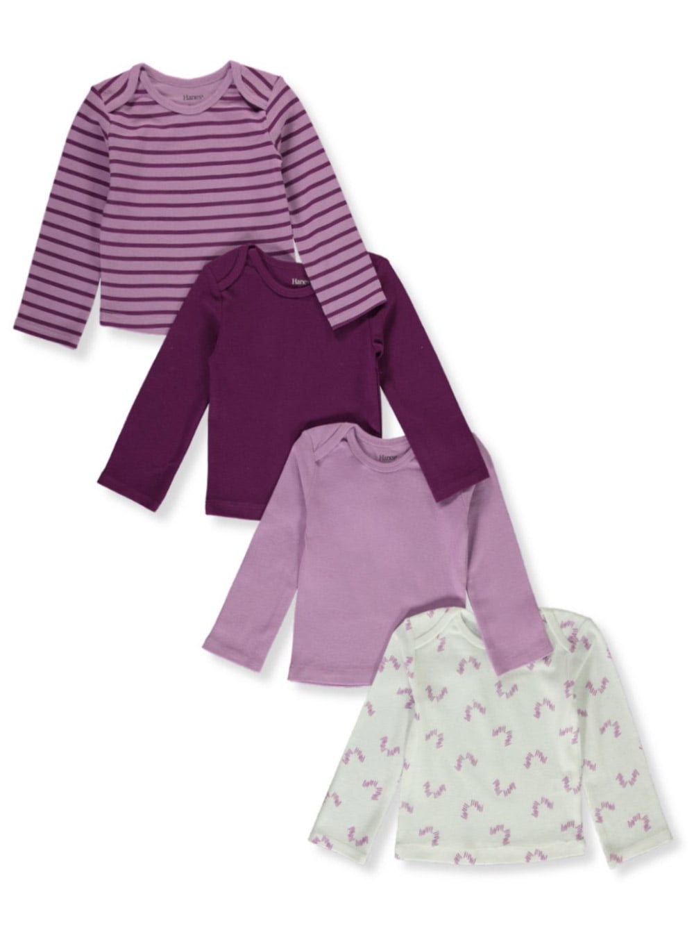 Hanes Baby 4Pack Lap Shoulder L/S TShirts hot pink, 18 24 months