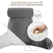 Nestl Reading Pillow, Extra Large Bed Rest Back Pillow with Arms For Bed, Premium Shredded Memory Foam Backrest Pillows, Detachable Neck Roll & Lumbar Back Support Pillow, Gray
