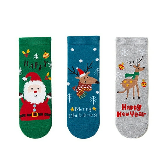 GYRATEDREAM 3 Pack Christmas Socks For Kids Cotton Socks Winter Warm Socks Xmas Gift for Boys Girls