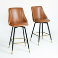 thumbnail image 2 of Homy Casa 26-inch Swivel Counter Stool Set of 2, Counter Height Barstools with PU Leather and Footrest for Kitchen Island Restaurants,Cognac, 2 of 8