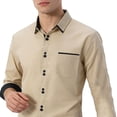 thumbnail image 4 of DeHolifer Mens Dress Shirt Color Block Long Sleeve Business Casual Button Down Work Shirts Khaki L, 4 of 6