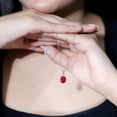 thumbnail image 4 of Rosec Jewels Lab Grown Ruby Solitaire Pendant for Women with Moissanite (8X10 mm) - AAAA Grade, 14K White Gold, 4 of 7