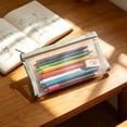 thumbnail image 6 of Mesh Pencil Case, 5 Pack Transparent Zipper Pencil Pouches, Large Capacity Pen Storage Bags, for Students Back to School Supplies, Green, 6 of 7